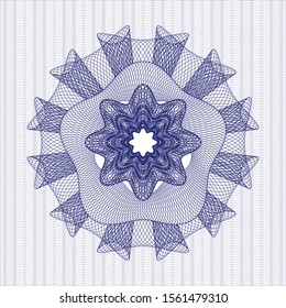 Blue passport style rosette. Vector Illustration. Detailed.