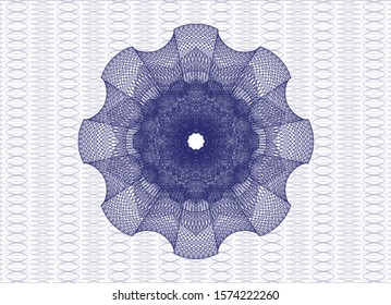 Blue passport style rosette. Vector Illustration. Detailed.