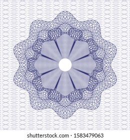 Blue passport style rosette. Vector Illustration. Detailed.
