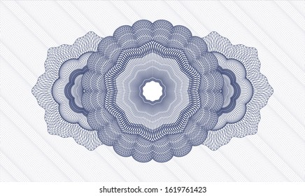 Blue passport style rosette. Vector Illustration. Detailed.