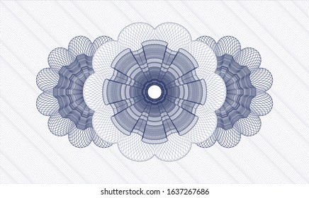 Blue passport style rosette. Vector Illustration. Detailed.