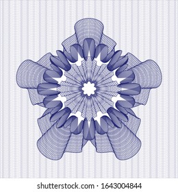 Rosette estilo pasaporte azul. Ilustración vectorial. Detallado.