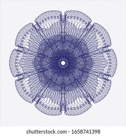 Blue passport style rosette. Vector Illustration. Detailed.