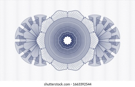 Blue passport style rosette. Vector Illustration. Detailed.