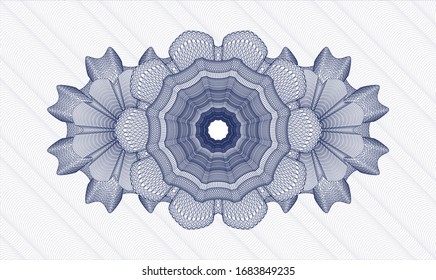 Rosette estilo pasaporte azul. Ilustración vectorial. Detallado.