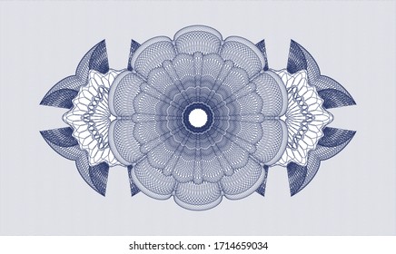 Blue passport style rosette. Vector Illustration. Detailed 
