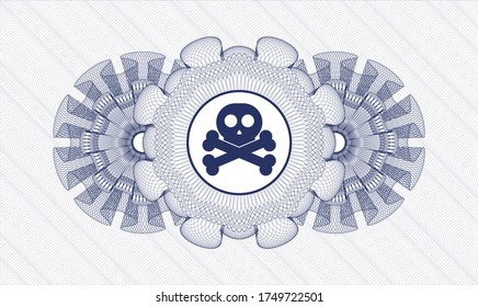 Rosette im Stil eines blauen Reisepasses. Vektorgrafik. Detaillierte Angaben mit dem Symbol für Kreuze