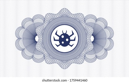 Rosette estilo pasaporte azul. Ilustración vectorial. Detallado con el icono de error dentro