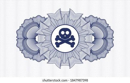 Rosette estilo pasaporte azul. Ilustración vectorial. Detallado con el icono cruzado dentro