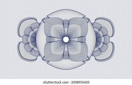 Blue passport style rosette. Vector Illustration. Detailed 