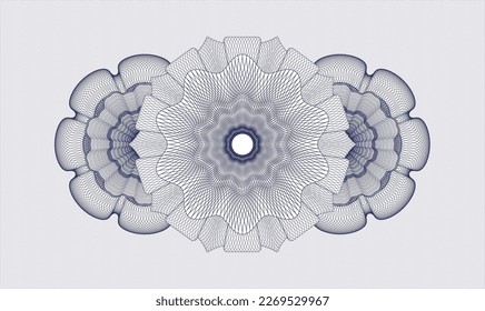 Blue passport style rosette. Vector Illustration. Detailed 