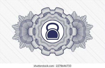 Rosette estilo pasaporte azul. Ilustración vectorial. Detallado con el icono de timbre dentro