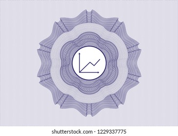 Blue passport style rossete with chart icon inside