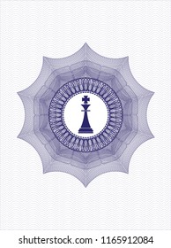 Blue passport style rossete with chess king icon inside