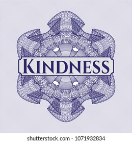  Blue passport style rossete with text Kindness inside