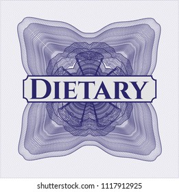  Blue passport style rossete with text Dietary inside