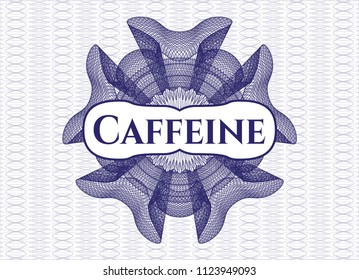 Blue passport style rossete with text Caffeine inside