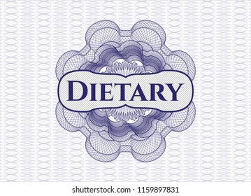 Blue passport style rossete with text Dietary inside