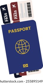 Blue Passport with Two Boarding Pass for Travel Around the World