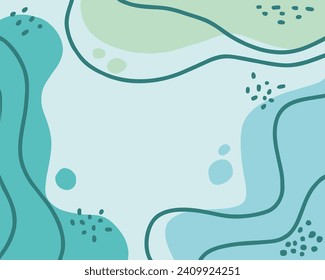 blue pastel abstract background. Various hand drawn shapes and objects. Contemporary modern trendy vector illustration