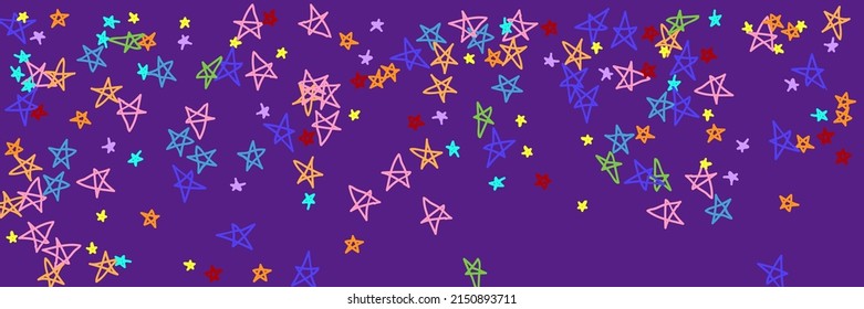 Blue Pastel Bright Vivid Green Turquoise Kids Handdrawn Stars. Dark Purple Childish Naive Orange Yellow Multicolor Picture. Rainbow Vibrant Stars Chaotic Red Mint Pink Colorful Wallpaper.