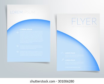 Blue pastel brochure template flyer design background and curve element and space for add picture and add text for your artwork in A4 paper Size , vector eps10