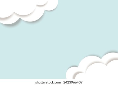 Blue pastel cloudy paper craft background