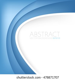 Blue pastel curve line overlap paper layer vector background with white space for artwork design