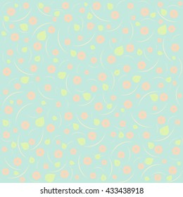Blue pastel floral pattern. Floral vector background