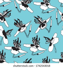 Patrón textil azul pastel floral