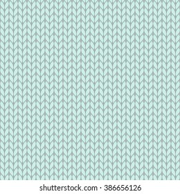 Blue pastel knitted seamless pattern, knit stockinette stitch