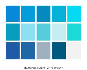 blue pastel palette color set include fifteen colors for modern minimalist design. fresh watercolor theme