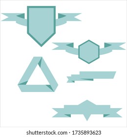 Blue Pastel Ribbon Set In Isolated For Celebration Banner White Background, Vector Illustration