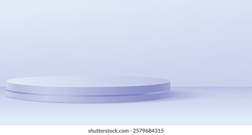 Blue pastel round pedestal podiums that difference.For place goods,cosmetics,cartoon model,design fashion,food,drink,fruit or technical tools.3D illustration.