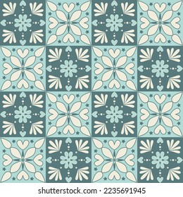 Blue pastel stylish ceramic tile, square seamless pattern, ceramic tile vector illustration