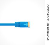 Blue patch cord isolated over white background