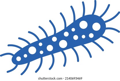 Blue pathogen cell. Bacteria icon. Amoeba sign