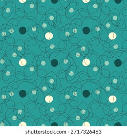 Patrón azul con estructuras y Elementos químicos o físicos abstractos, células amorfas lineales con núcleos o moléculas. 