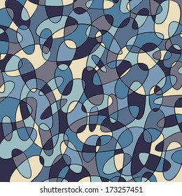 Blue pattern with abstract ellipse shapes. Vector background.