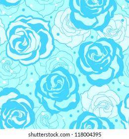 Blue pattern with beautiful roses