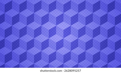 Padrão Azul Com Cubo No Fundo Transparente Do Tabuleiro De Verificação. Textura Geométrica Com Cubos E Grade. Ilusão óptica 3d. Bg Azul Abstrato Com Design De Verificador. Gráfico Vetorial Tecnológico Com Blocos De Geometria.