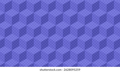 Padrão Azul Com Cubo No Fundo Transparente Do Tabuleiro De Verificação. Textura Geométrica Com Cubos E Grade. Ilusão óptica 3d. Bg Azul Abstrato Com Design De Verificador. Gráfico Vetorial Tecnológico Com Blocos De Geometria.