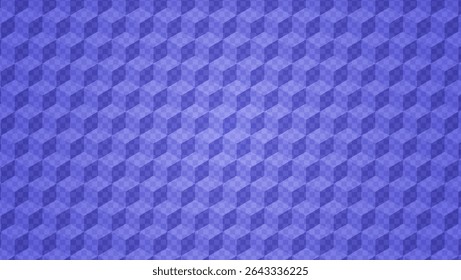 Blue Pattern With Cube On Transparent Checkerboard Background. Geometric Texture With Cubes And Grid. 3d Optic Illusion. Blue Abstract Bg With Checker Design. Tech Vector Graphic With Geometry Blocks.