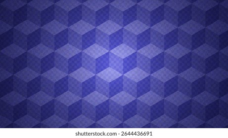 Blue Pattern With Cube On Transparent Checkerboard Background. Geometric Texture With Cubes And Grid. 3d Optic Illusion. Blue Abstract Bg With Checker Design. Tech Vector Graphic With Geometry Blocks.