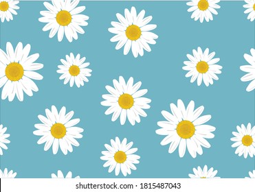 blue pattern daisy flower hand drawn