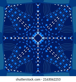 Blue pattern design Ideal for silk scarf, kerchief, bandana, neck wear, shawl, hijab, fabric, textile, wallpaper, carpet, or blanket. Artwork for fashion printing. Vector Illustration.