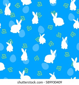 blue pattern with Easter bunny