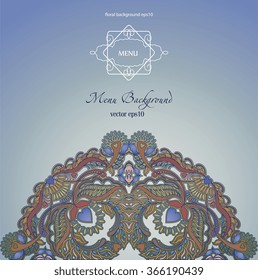 blue  pattern leaflet cover , indian motif