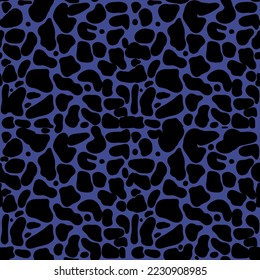 Blue pattern with leopard cheetah print hand drawn