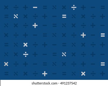 Blue pattern made of calculation symbols